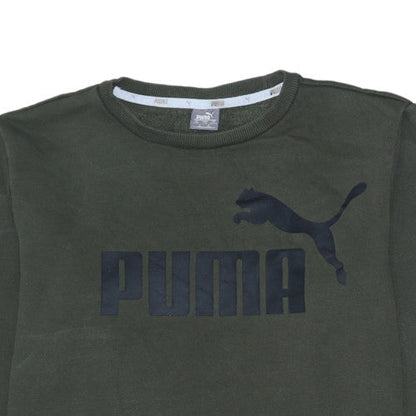 Puma Boys Green Crew Neck Sweatshirt Size 14 Years Fleece Logo Pullover