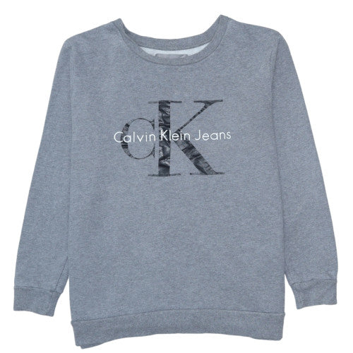 Womens UK Size M Calvin Klein Jeans Grey Pullover Sweatshirt