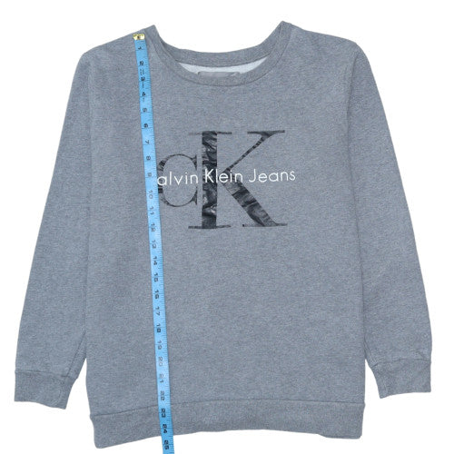 Womens UK Size M Calvin Klein Jeans Grey Pullover Sweatshirt