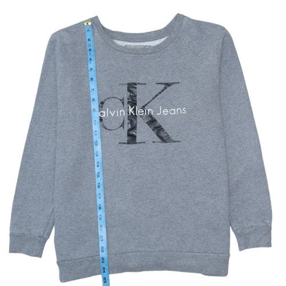 Womens UK Size M Calvin Klein Jeans Grey Pullover Sweatshirt
