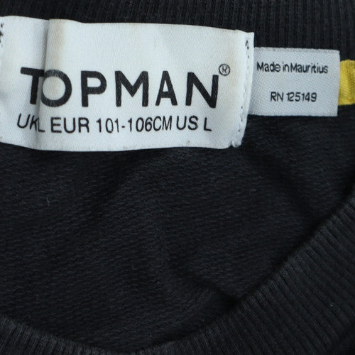 Mens UK Size L Topman Black Pullover Sweatshirt