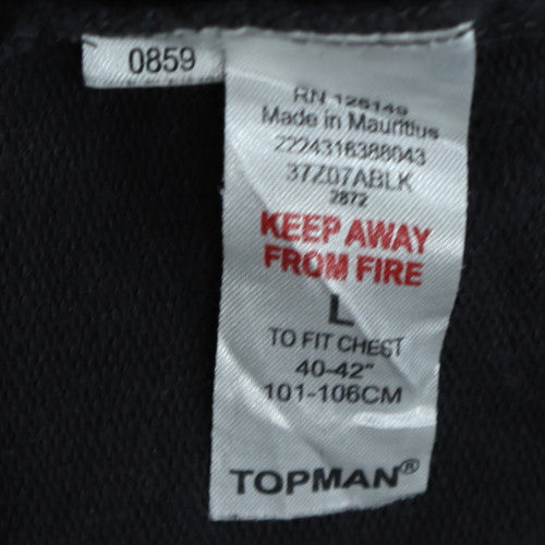 Mens UK Size L Topman Black Pullover Sweatshirt
