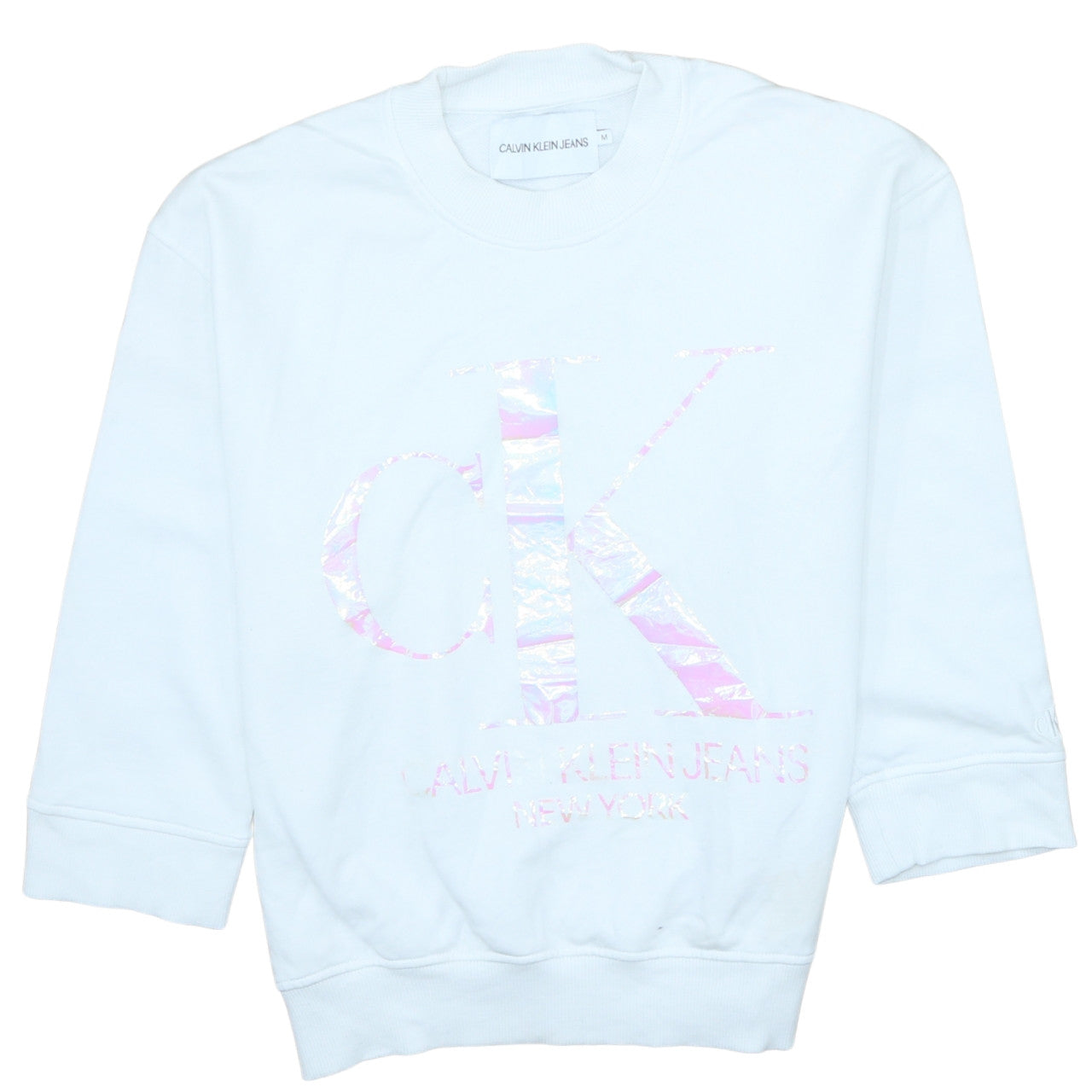 Womens UK Size M Calvin Klein Jeans White Pullover Sweatshirt