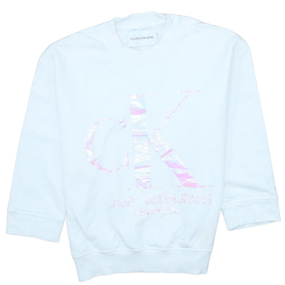 Womens UK Size M Calvin Klein Jeans White Pullover Sweatshirt