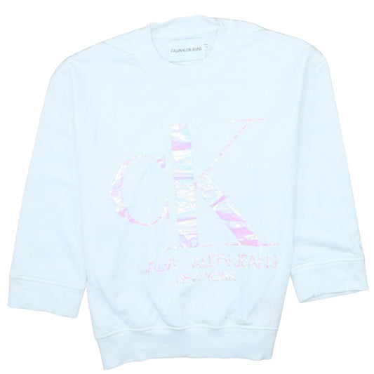Womens UK Size M Calvin Klein Jeans White Pullover Sweatshirt