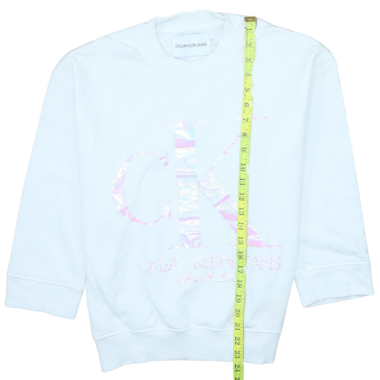 Womens UK Size M Calvin Klein Jeans White Pullover Sweatshirt