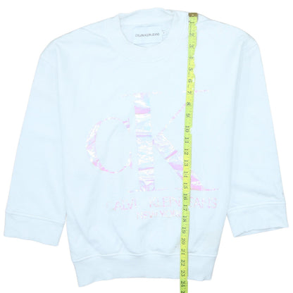 Womens UK Size M Calvin Klein Jeans White Pullover Sweatshirt