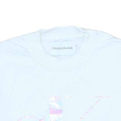 Womens UK Size M Calvin Klein Jeans White Pullover Sweatshirt