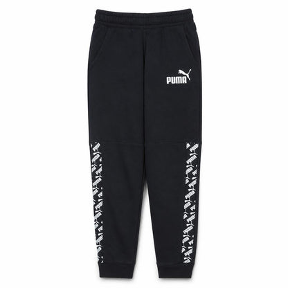 Front view of Puma boys’ black jogger sweatpants 13-14 years regular fit elastic waist