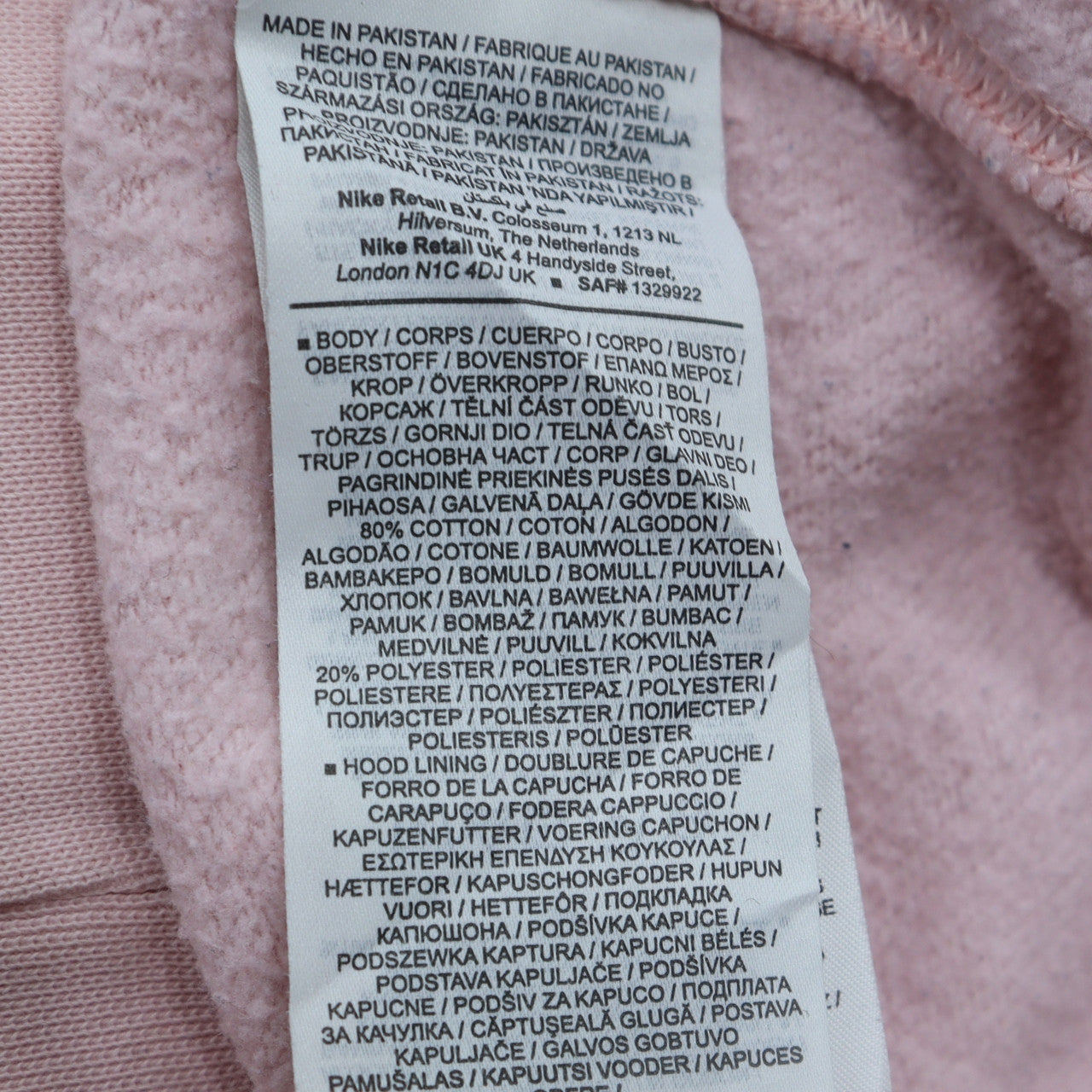 Womens UK Size XS Nike Pink Pullover Hoodie