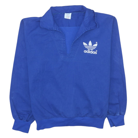 Womens UK Size 14 adidas Blue Henley Sweatshirt