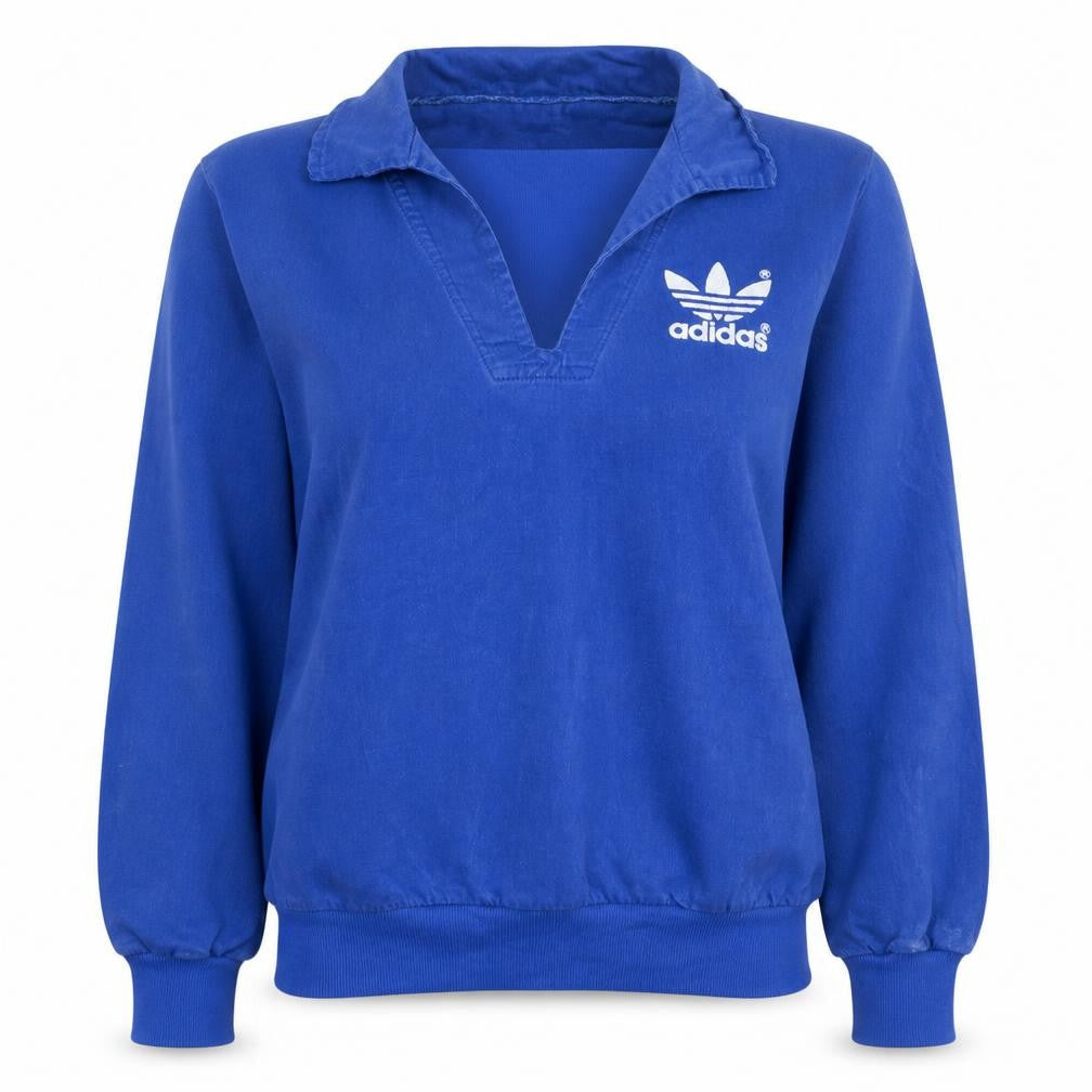Womens UK Size 14 adidas Blue Henley Sweatshirt