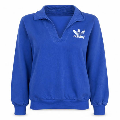 Womens UK Size 14 adidas Blue Henley Sweatshirt