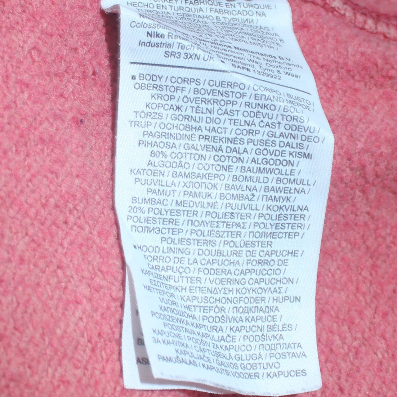 Womens UK Size M Nike Pink Pullover Hoodie