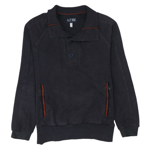 Mens UK Size M Armani Jeans Black Henley Sweatshirt