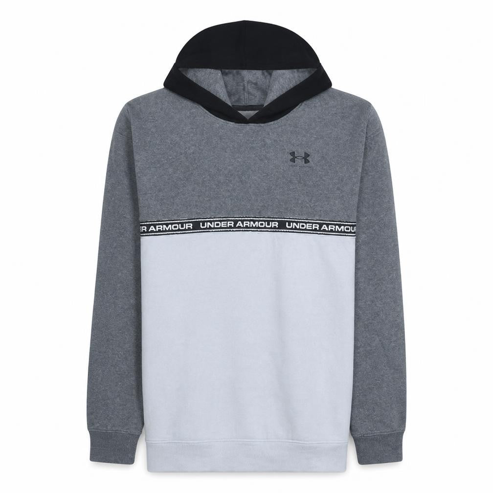Front view of Under Armour Teens Grey Pullover Hoodie, size L, Sports Fleece