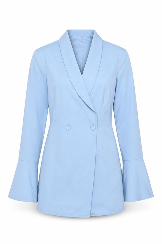 PrettyLittleThing Women Blue Blazer Jacket UK 12 Long Sleeve Double-Breasted