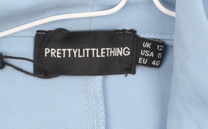 PrettyLittleThing Women Blue Blazer Jacket UK 12 Long Sleeve Double-Breasted