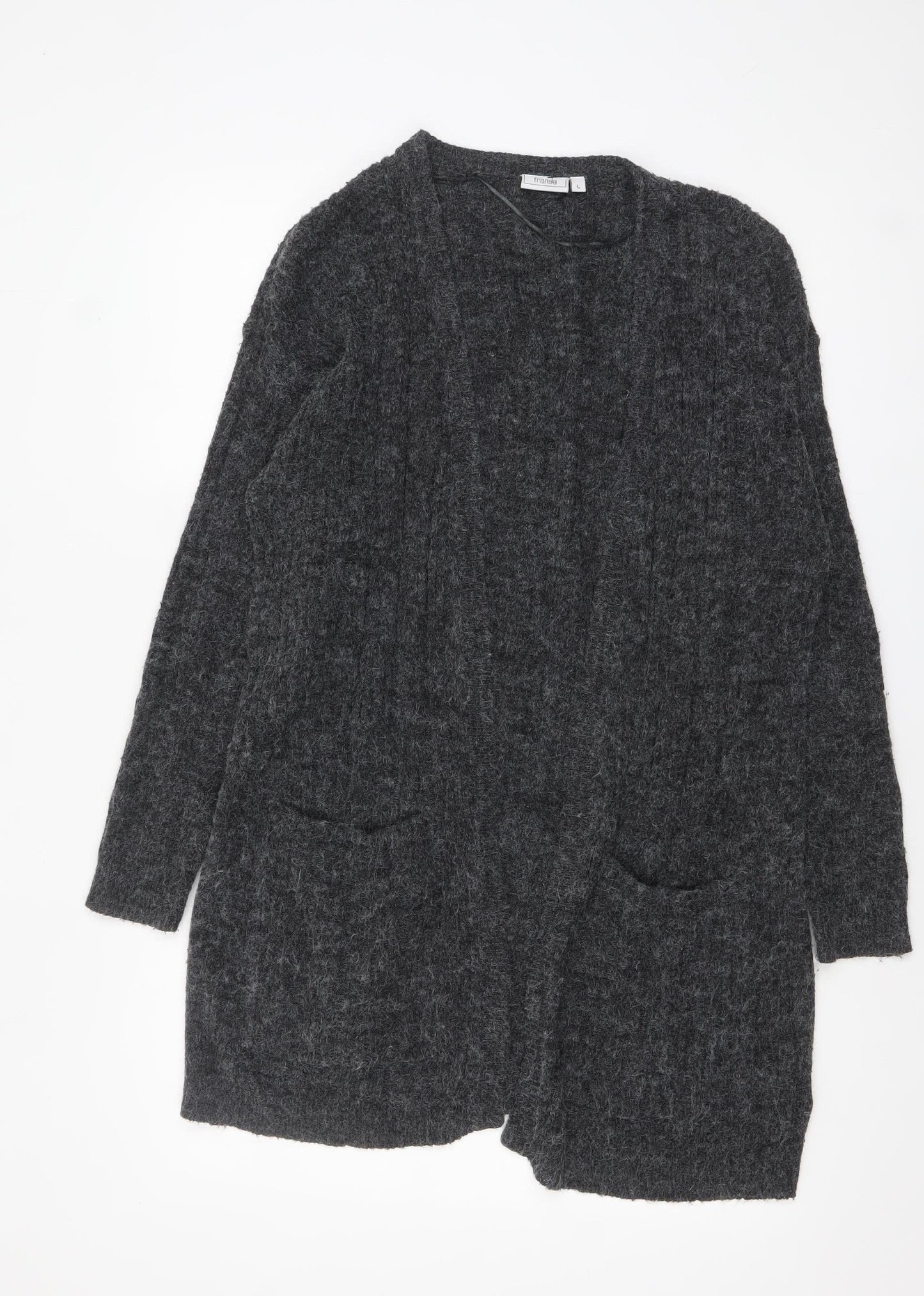 Womens UK Size L Fransa Grey Cardigan Jumper