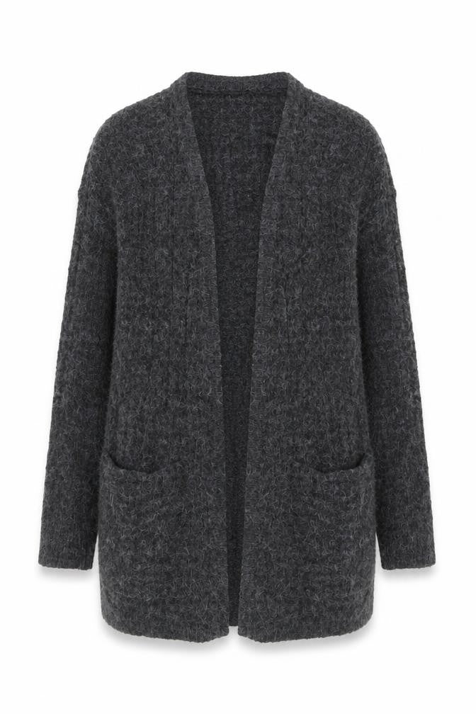 Womens UK Size L Fransa Grey Cardigan Jumper