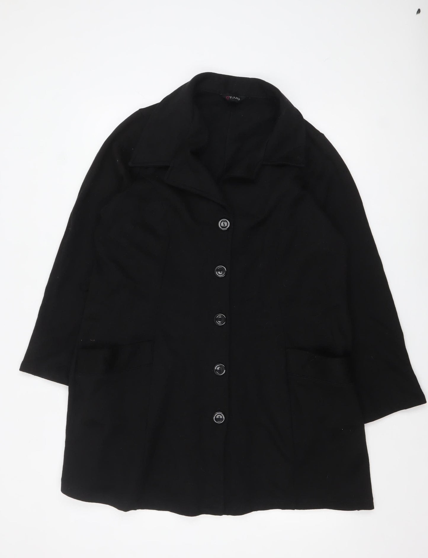 Womens UK Size 18 YOURS CLOTHING Black Overcoat