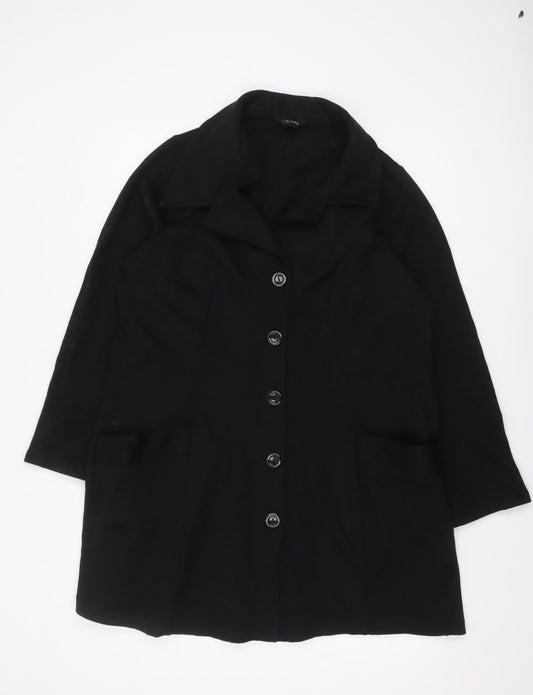Womens UK Size 18 YOURS CLOTHING Black Overcoat