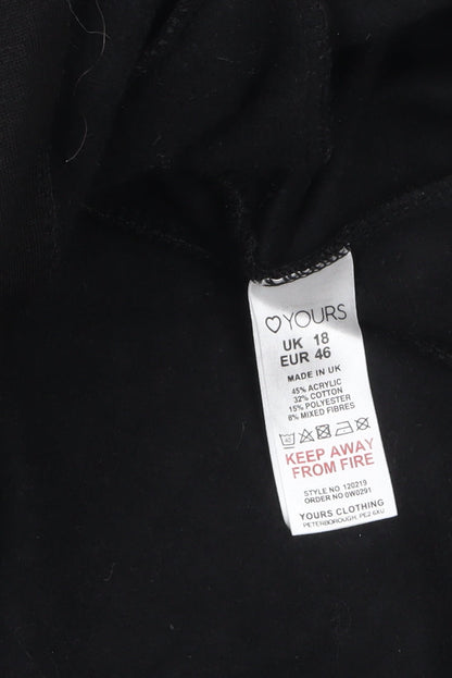 Womens UK Size 18 YOURS CLOTHING Black Overcoat