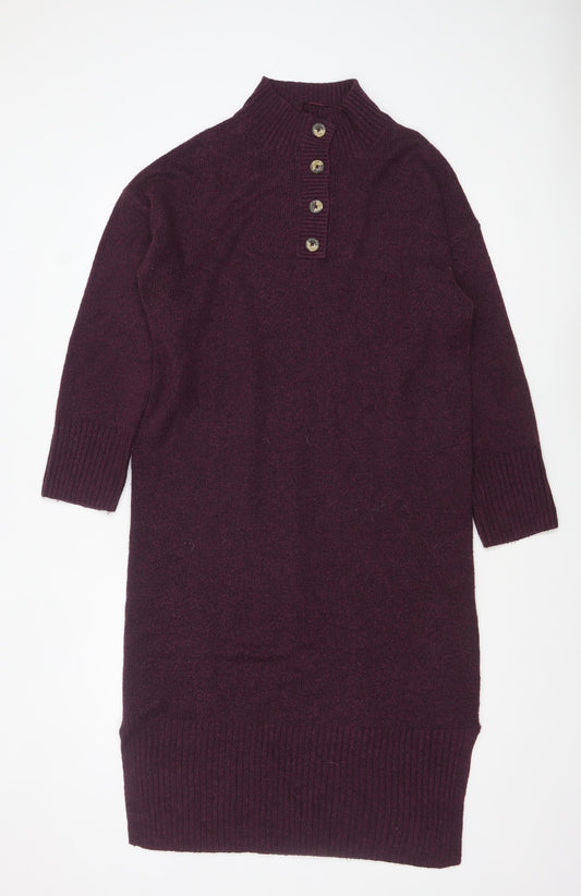 Nutmeg Women’s Purple Knit Jumper Dress Size 12-14 Long Sleeve