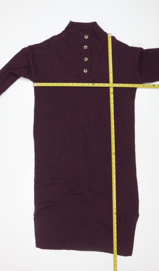 Nutmeg Women’s Purple Knit Jumper Dress Size 12-14 Long Sleeve