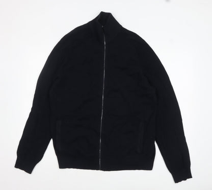Marks and Spencer Men's Black XL Full Zip Cotton Modal Jumper