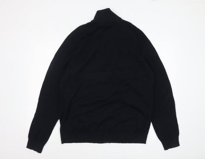 Marks and Spencer Men's Black XL Full Zip Cotton Modal Jumper
