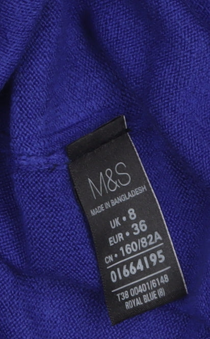 Womens UK Size 8 Marks and Spencer Blue Tunic Jumper