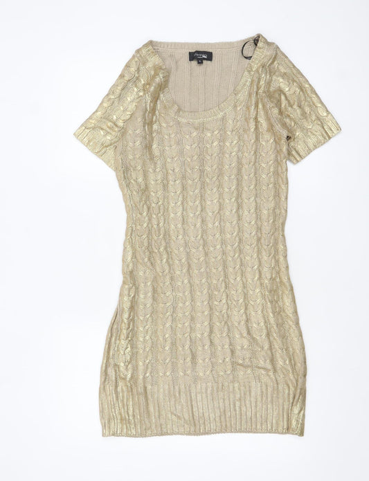 Aftershock London Women’s Gold Knit Jumper Dress XL