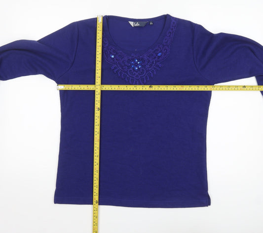 Womens UK Size S Isle Blue Basic T-Shirt