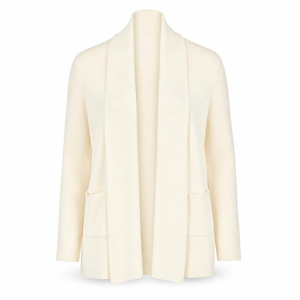 Orvis Women's Ivory Merino Wool Long Sleeve Cardigan S
