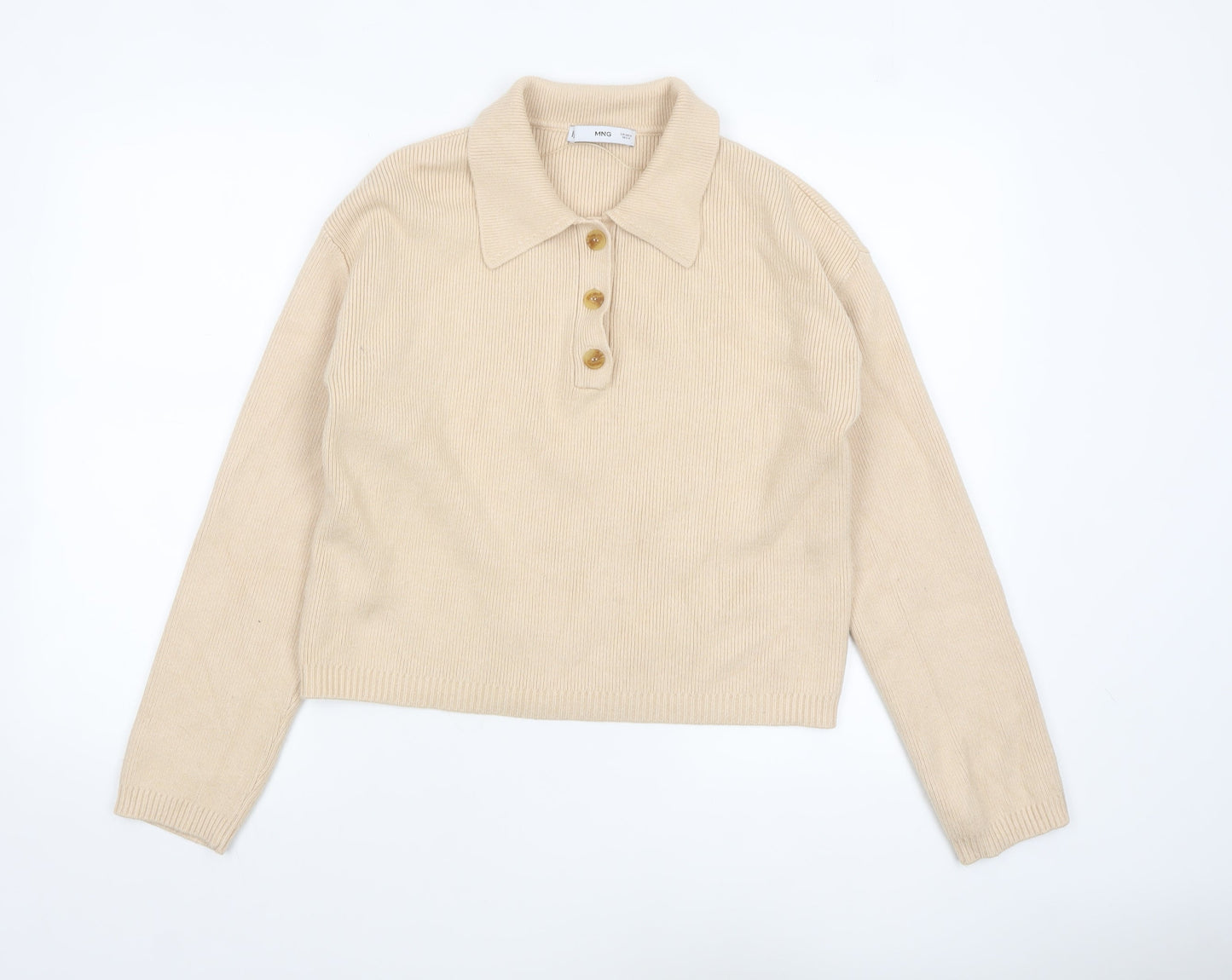 Womens UK Size M MNG Beige Henley Jumper