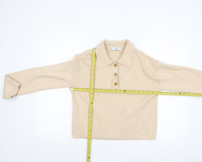 Womens UK Size M MNG Beige Henley Jumper