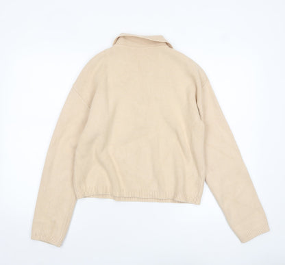 Womens UK Size M MNG Beige Henley Jumper