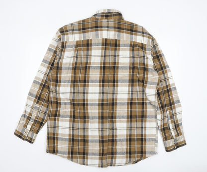 Atlas for Men Brown Plaid Long Sleeve Cotton Shirt XL