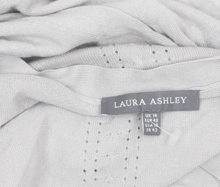 Womens UK Size 14 Laura Ashley Grey Cardigan Jumper