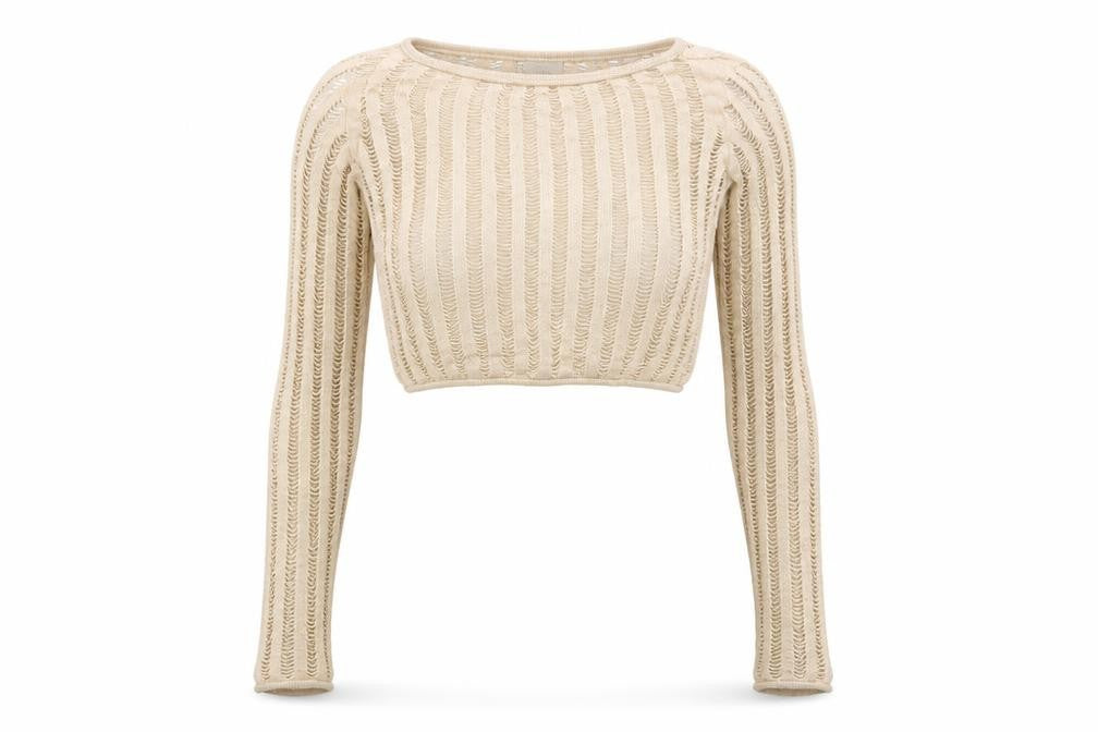 Womens UK Size XS Urban Outfitters Beige Cropped Blouse
