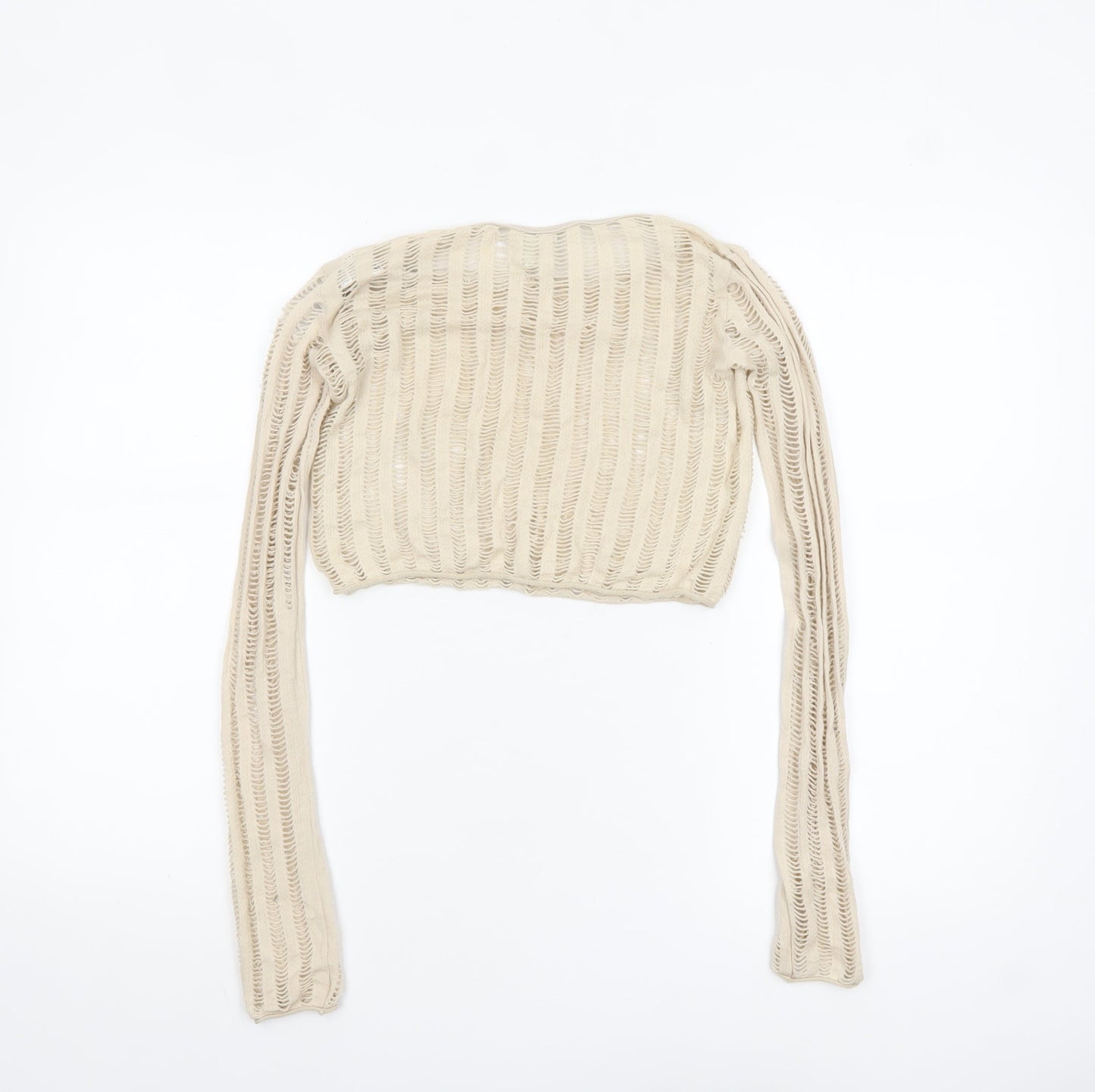 Womens UK Size XS Urban Outfitters Beige Cropped Blouse