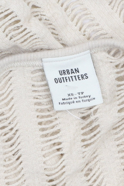 Womens UK Size XS Urban Outfitters Beige Cropped Blouse