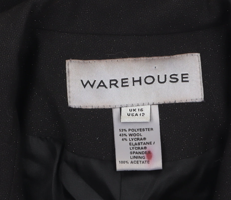 Womens UK Size 16 Warehouse Regular Black Blazer