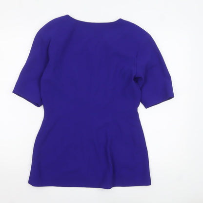 Parigi Womens Purple Suit Top Blazer Size 8 Short Sleeve embroidered