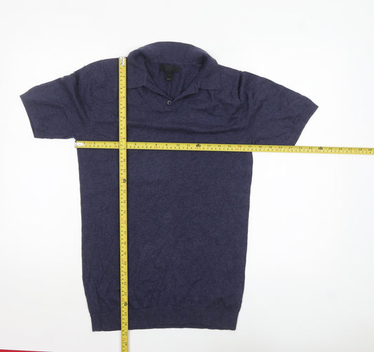 ASOS Men's Blue Cotton Knit Short Sleeve Polo Shirt M