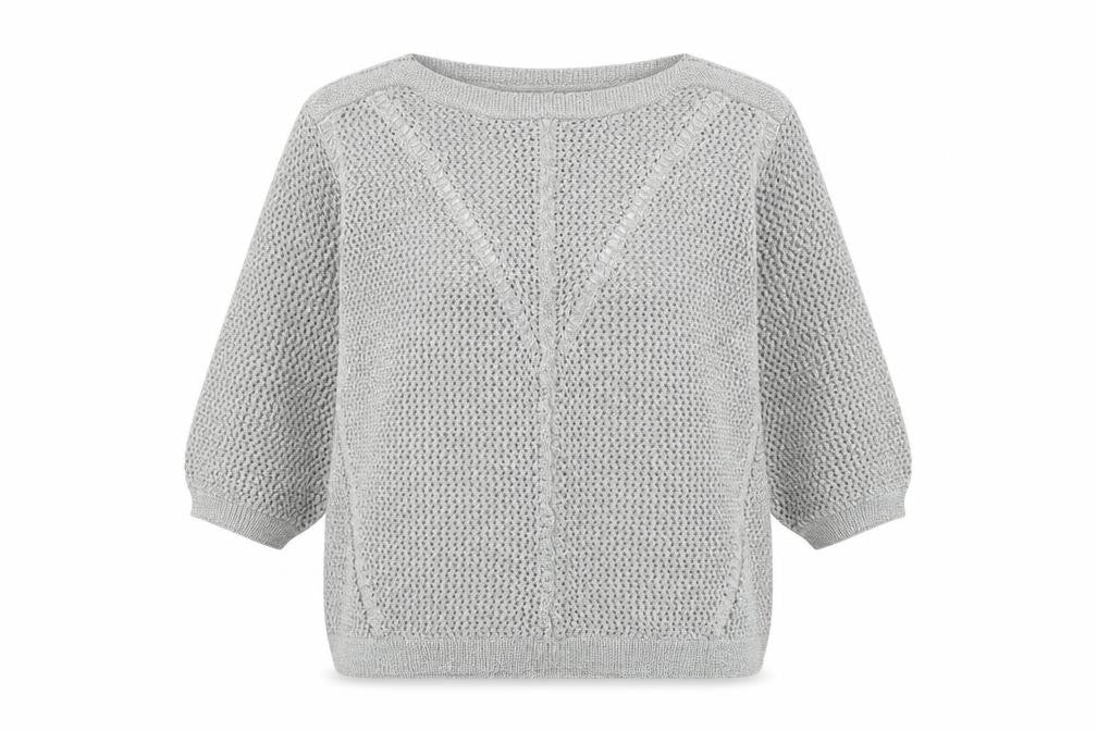 Marks and Spencer Women Silver Open-Knit 3/4 Sleeve Pullover Jumper Size 20