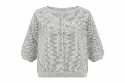 Marks and Spencer Women Silver Open-Knit 3/4 Sleeve Pullover Jumper Size 20
