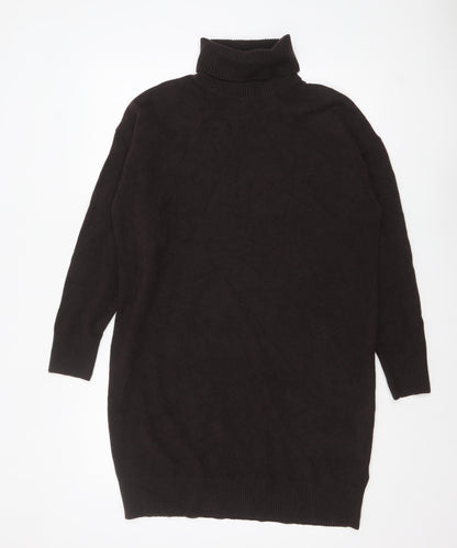 Marks and Spencer Women Brown Roll Neck Tunic Jumper Size M