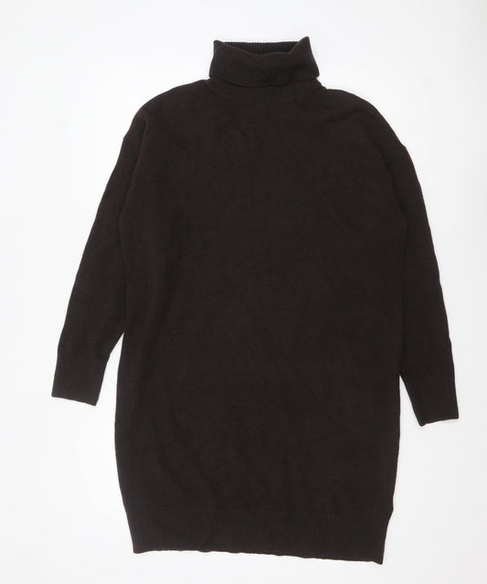 Marks and Spencer Women Brown Roll Neck Tunic Jumper Size M